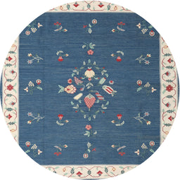 Round Contemporary Dark Gray Modern Rug, con2434