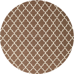 Round Contemporary Sienna Brown Trellis Rug, con2435