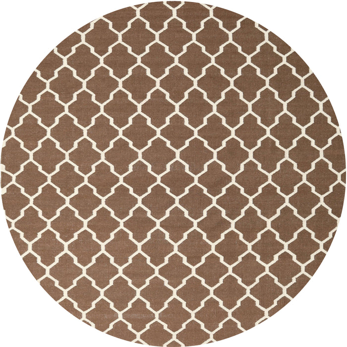 Round Contemporary Sienna Brown Trellis Rug, con2435