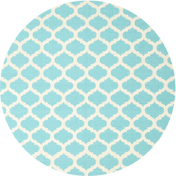 Round Contemporary Sky Blue Trellis Rug, con2437