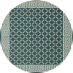 Round Machine Washable Contemporary Green Rug, wshcon2438