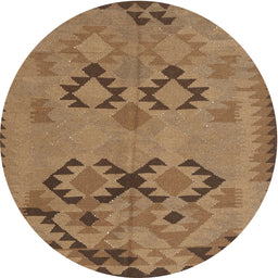 Round Machine Washable Contemporary Saddle Brown Rug, wshcon2440
