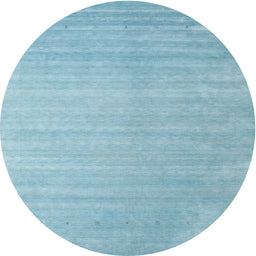Round Machine Washable Contemporary Sky Blue Rug, wshcon2441
