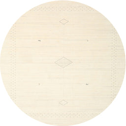 Round Contemporary Peach Beige Solid Rug, con2443