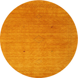 Round Machine Washable Contemporary Dark Orange Rug, wshcon2451