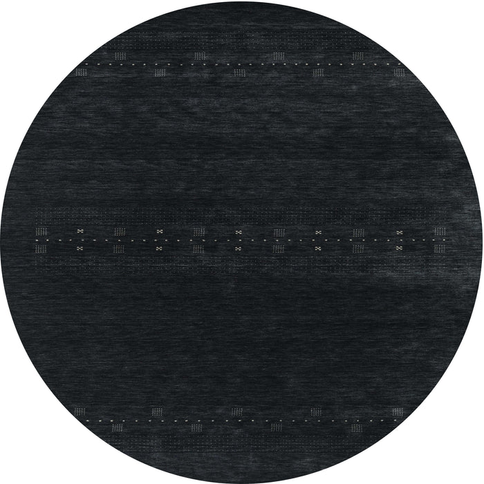 Round Machine Washable Contemporary Gunmetal Green Rug, wshcon2452