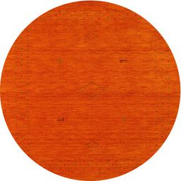 Round Machine Washable Contemporary Red Rug, wshcon2468