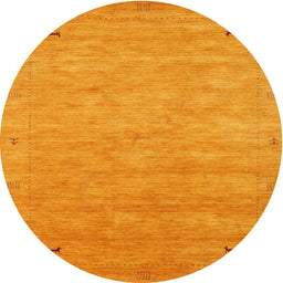 Round Machine Washable Contemporary Dark Orange Rug, wshcon2469