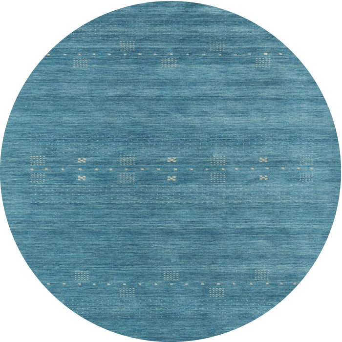 Round Machine Washable Contemporary Blue Ivy Blue Rug, wshcon2470