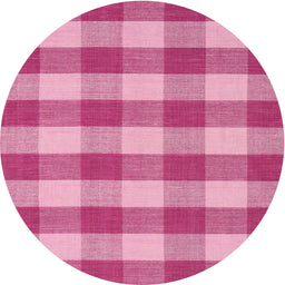 Round Machine Washable Contemporary Deep Pink Rug, wshcon2472