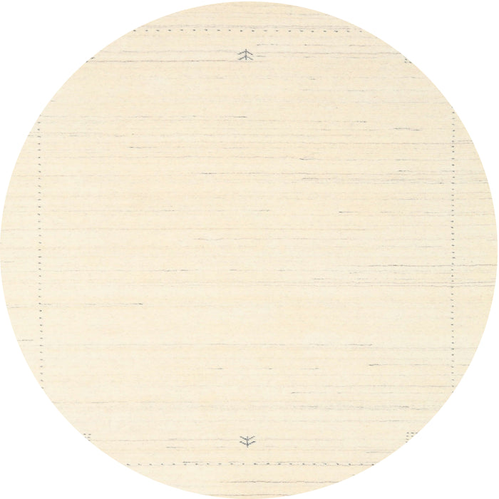 Round Contemporary Peach Beige Solid Rug, con2474