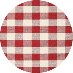 Round Contemporary Desert Sand Beige Checkered Rug, con2476