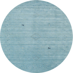 Round Machine Washable Contemporary Koi Blue Rug, wshcon2490