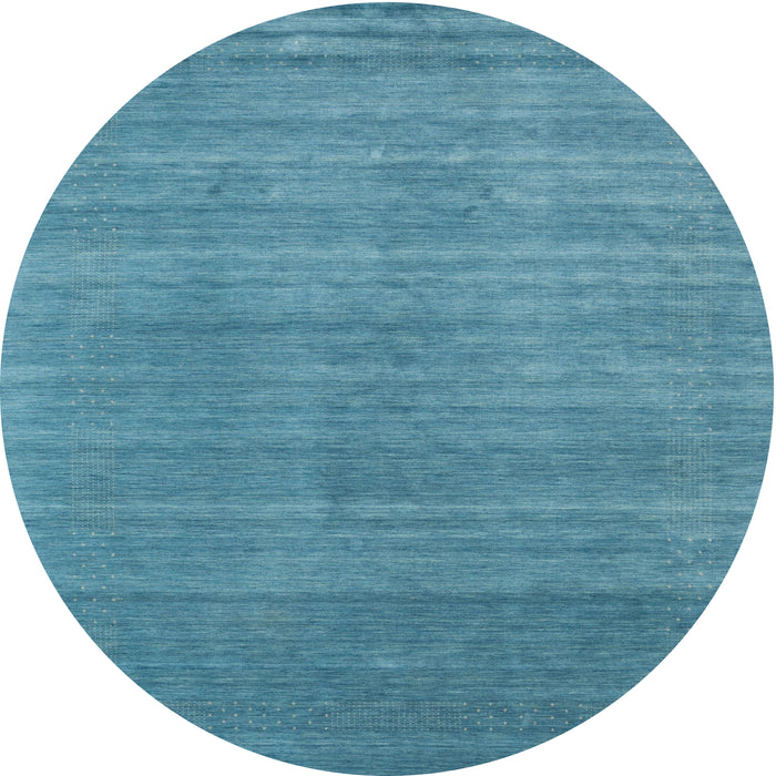 Round Machine Washable Contemporary Blue Ivy Blue Rug, wshcon2493