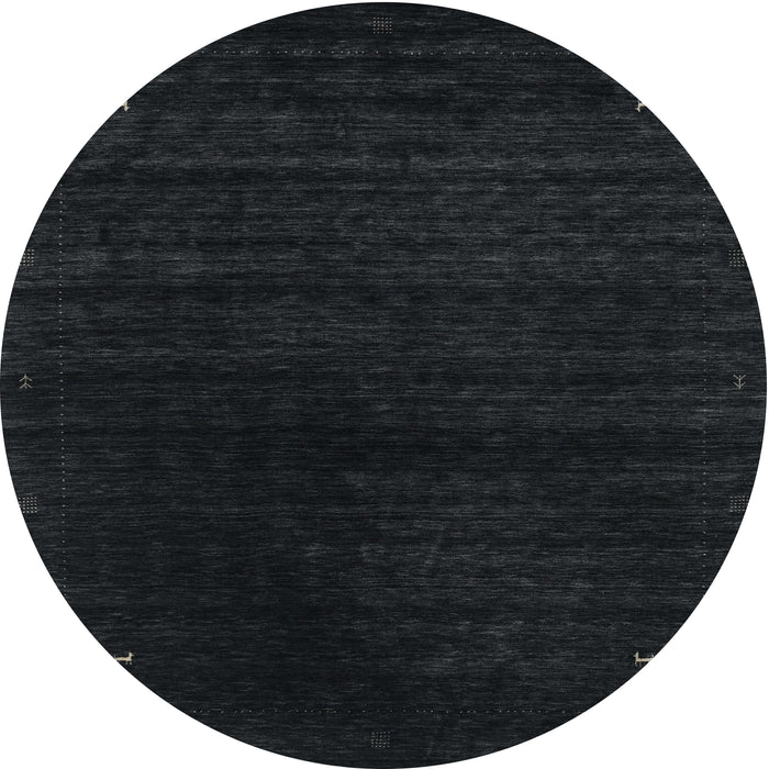 Round Contemporary Gunmetal Green Modern Rug, con2495