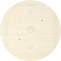 Round Contemporary Peach Beige Solid Rug, con2496