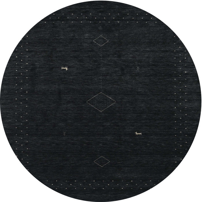 Round Contemporary Gunmetal Green Modern Rug, con2499