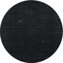 Round Machine Washable Contemporary Gunmetal Green Rug, wshcon2499