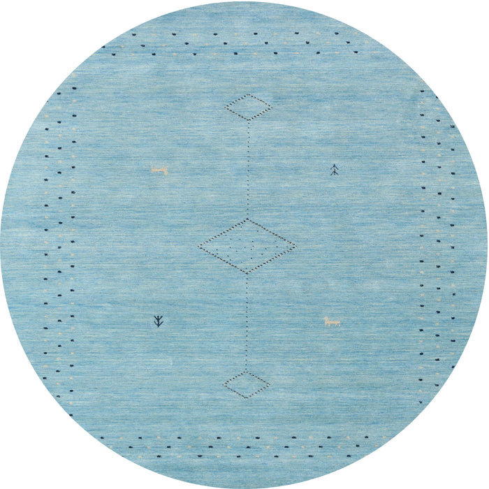 Round Contemporary Sky Blue Modern Rug, con2504