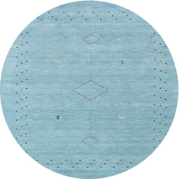 Round Machine Washable Contemporary Sky Blue Rug, wshcon2504