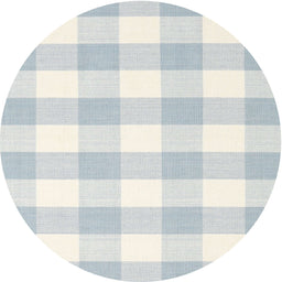 Round Contemporary Metallic Silver Gray Checkered Rug, con2514