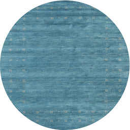 Round Machine Washable Contemporary Macaw Blue Green Rug, wshcon2517
