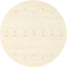 Round Contemporary Peach Beige Solid Rug, con2521