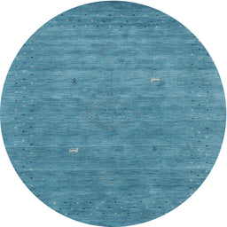 Round Machine Washable Contemporary Blue Ivy Blue Rug, wshcon2522