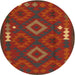 Round Machine Washable Contemporary Saddle Brown Rug, wshcon2527