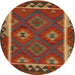 Round Machine Washable Contemporary Light Brown Rug, wshcon2528