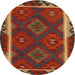 Round Machine Washable Contemporary Sienna Brown Rug, wshcon2529