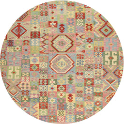 Round Contemporary Copper Red Pink Southwestern Rug, con2533
