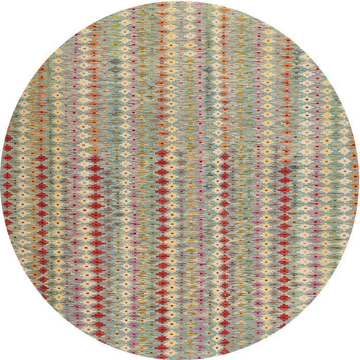 Round Machine Washable Contemporary DarkKhaki Green Rug, wshcon2534
