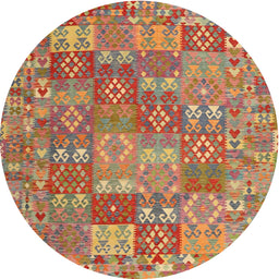 Round Machine Washable Contemporary Red Rug, wshcon2538