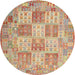 Round Machine Washable Contemporary Orange Rug, wshcon2541