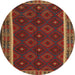 Round Machine Washable Contemporary Sienna Brown Rug, wshcon2542