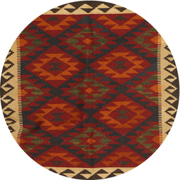 Round Machine Washable Contemporary Sienna Brown Rug, wshcon2544