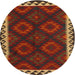 Round Machine Washable Contemporary Sienna Brown Rug, wshcon2544