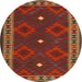 Round Contemporary Sienna Brown Oriental Rug, con2545