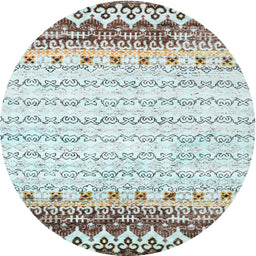 Round Machine Washable Contemporary Army Brown Rug, wshcon2551