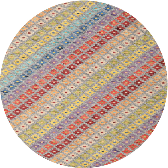 Round Contemporary Light French Beige Brown Southwestern Rug, con2562