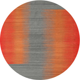 Round Contemporary Dark Almond Brown Modern Rug, con2576