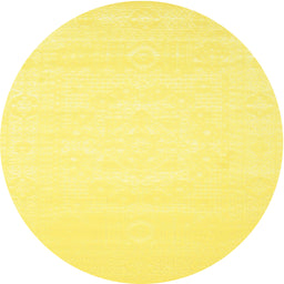 Round Machine Washable Contemporary Yellow Rug, wshcon257