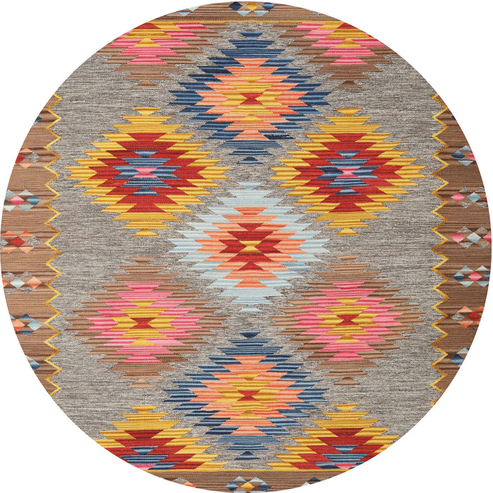 Round Machine Washable Contemporary Chestnut Red Rug, wshcon2583