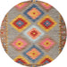 Round Machine Washable Contemporary Chestnut Red Rug, wshcon2583