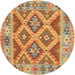 Round Contemporary Red Modern Rug, con2585