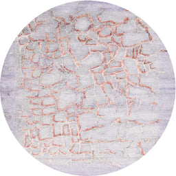 Round Contemporary Lavender Pinocchio Beige Modern Rug, con2586