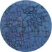 Round Contemporary Bright Navy Blue Modern Rug, con2587