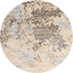 Round Contemporary Camel Brown Solid Rug, con2592