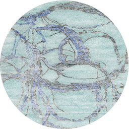 Round Machine Washable Contemporary Powder Blue Rug, wshcon2596